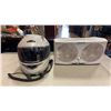 Image 1 : ZOX MOTORCYCLE HELMET WITH VISOR AND COMMUNICATION MIC, AND DURACRAFT WINDOW FAN