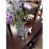 Image 1 : HEAVY PINWHEEL CRYSTAL VASE, 2 SMALL CRYSTAL VASE AND CARVED WOODEN VASE
