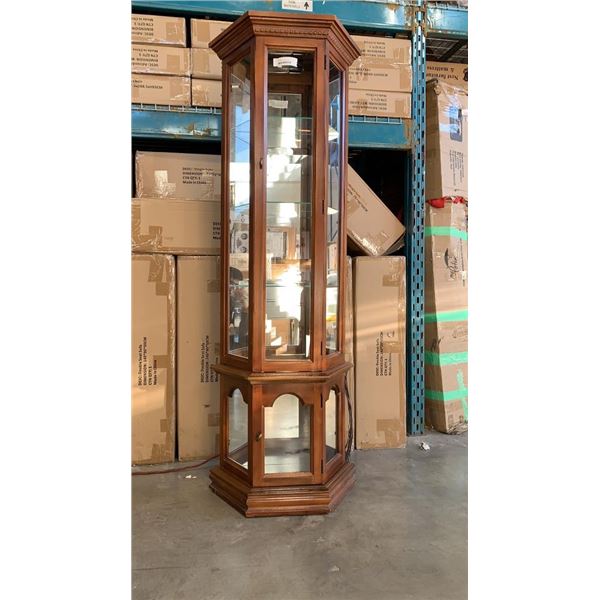 6FT CORNER CURIO CABINET WITH MIRRORED BACK