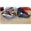 Image 2 : SALOMON CROSS COUNTRY BOOTS, SIZE 8.5 AND 10, AND SIZE 7 WATER BOOTIES, 2 PAIRS OF LEATHER SHOES