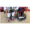 Image 3 : SALOMON CROSS COUNTRY BOOTS, SIZE 8.5 AND 10, AND SIZE 7 WATER BOOTIES, 2 PAIRS OF LEATHER SHOES