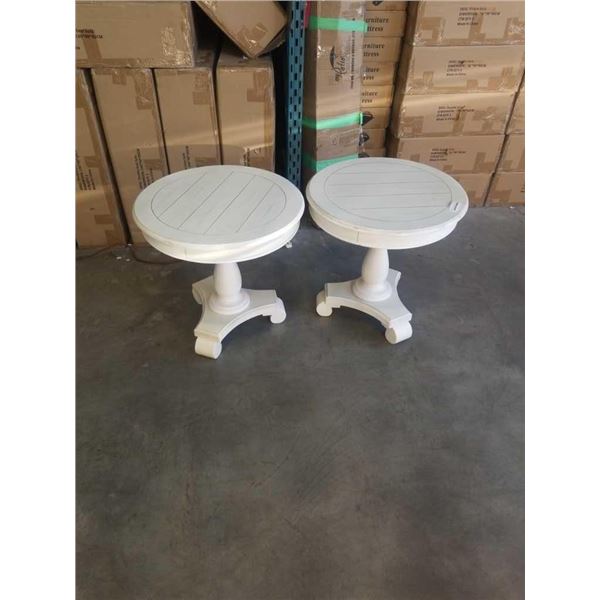 PAIR OF ROUND ASHLEY NIGHT TABLES