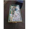 Image 3 : VINTAGE SHADOW BOX HALL TABLE, WITH SHELL DECOR, GLASS NEEDS TO BE REPLACED