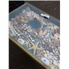 Image 9 : VINTAGE SHADOW BOX HALL TABLE, WITH SHELL DECOR, GLASS NEEDS TO BE REPLACED