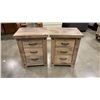 Image 1 : PAIR OF WOODWORKS "HARTLEY BAY" 3 DRAWER NIGHTSTANDS - CANADIAN BUILT, WEATHERED GREY STAIN, EXCELLE