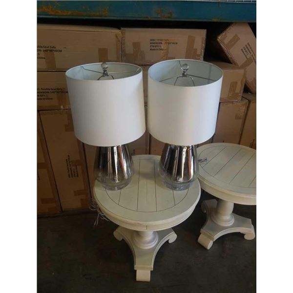 PAIR OF SHADOW GLASS TABLE LAMPS