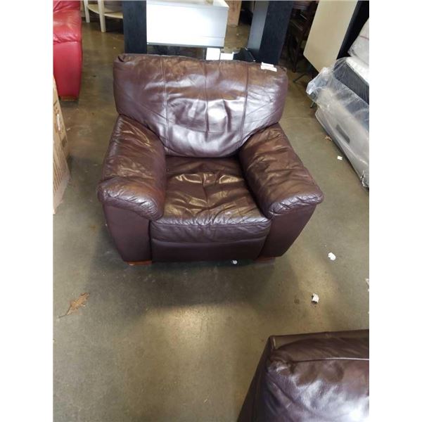 BROWN LEATHER ARM CHAIR
