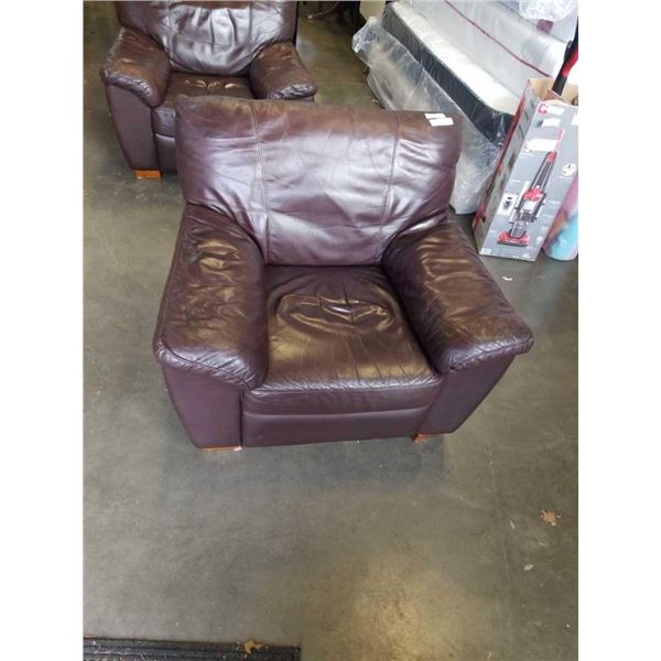 BROWN LEATHER ARM CHAIR