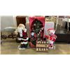 Image 1 : SANTA  AND SNOWMAN FIGURE, LIGHT UP WREATH AN SANTA LIGHTS