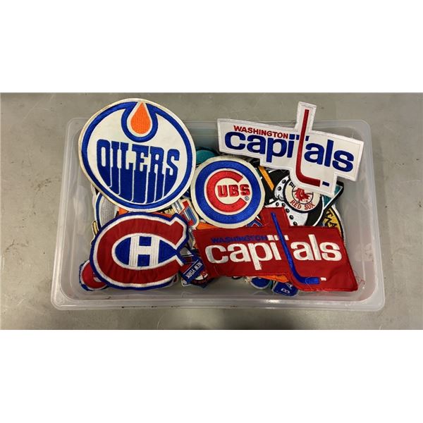 TRAY OF VINTAGE NHL LARGE PATCHES