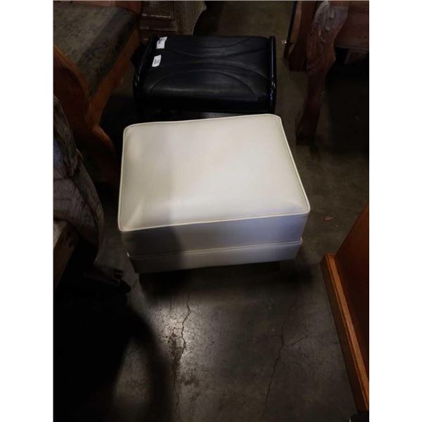 BLACK GLIDER FOOTSTOOL AND WHITE FOOTSTOOL