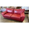 Image 1 : ASHLEYS FURNITURE RED LEATHER SOFA BED