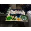 Image 1 : LOT OF ANTIQUE SERVING DISHES, COCA COLA GLASS BOTTLE, MEAT GRINDER ETC