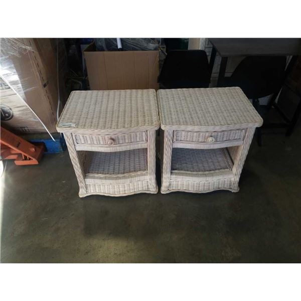 PAIR OF WICKER NIGHTSTANDS