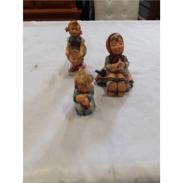 3 ANTIQUE W. GERMAN GOEBEL HUMMEL FIGURINES  ALL ARE STAMPED, NO CHIPS OR CRACKS