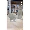 Image 1 : 2 SIGNED HEAVY GLASS FROSTED CAT FIGURES, ONE IS 10 INCH TALL, ONE IS 10 INCH LONG