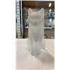 Image 2 : 2 SIGNED HEAVY GLASS FROSTED CAT FIGURES, ONE IS 10 INCH TALL, ONE IS 10 INCH LONG