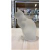 Image 3 : 2 SIGNED HEAVY GLASS FROSTED CAT FIGURES, ONE IS 10 INCH TALL, ONE IS 10 INCH LONG