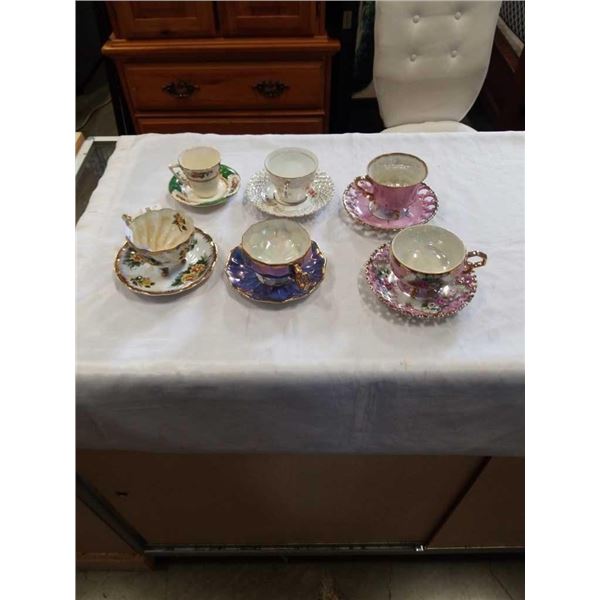 LOT OF 6 ANTIQUE CUP AND SAUCER SETS