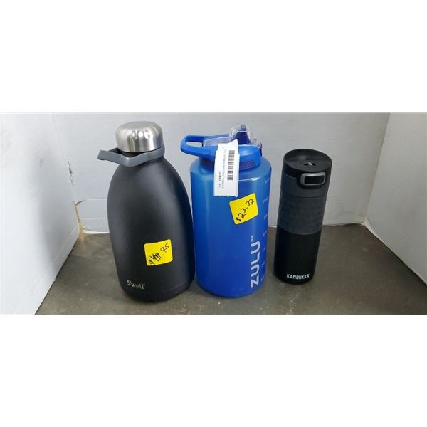 3 S'WELL, ZULU AND KAMBUKKA TRAVEL DRINK CONTAINERS