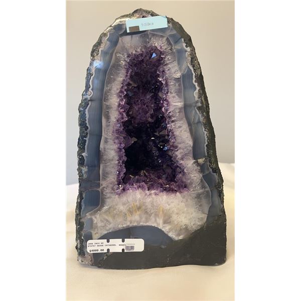 10 X 6 INCH AMETHYST GEODE CATHEDRAL FROM BRAZIL, HIGH GRADE COLOUR - RETAIL $4000