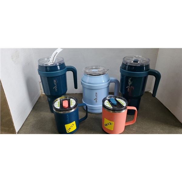 5 AS NEW REDUCE TRAVEL MUGS RETAIL $170