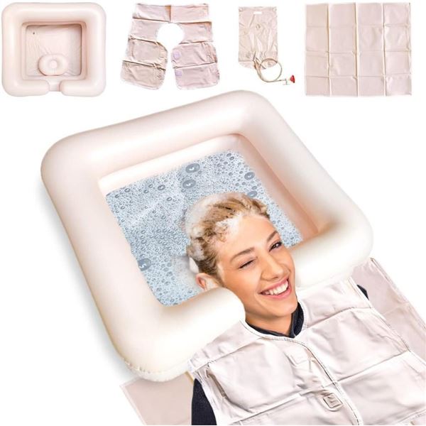 Wash hair in bed, Inflatable Bedside Shampoo Basin sets, Designed for Disabled, Bedridden and Handic