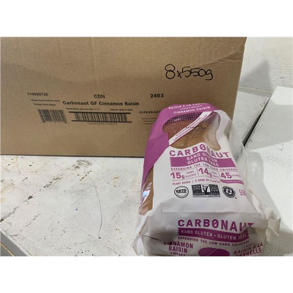 FROZEN Carbonaut Gluten Free Cinnamon Raisin Bread 8x550g