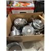 Image 1 : Large Box of Assorted Stainless Steel Kettles