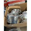 Image 2 : Large Box of Assorted Stainless Steel Kettles