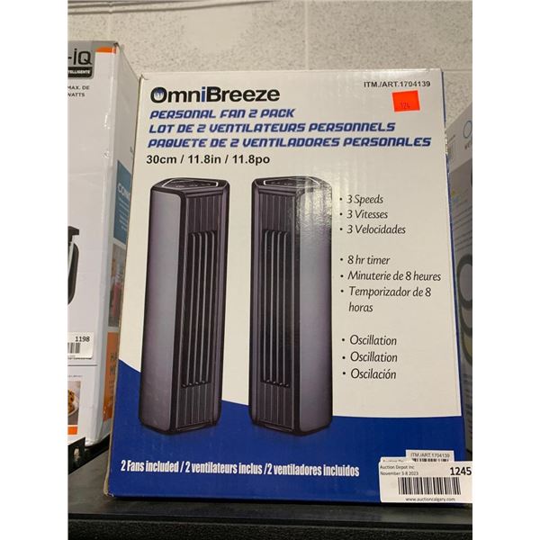Omni Breeze Pro 2 Pack Mini Desktop Fans