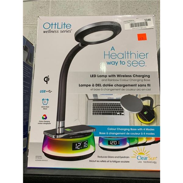 OttLite Wellness Series LED Lamp w/ Wireless Charging & Rainbow Color ...