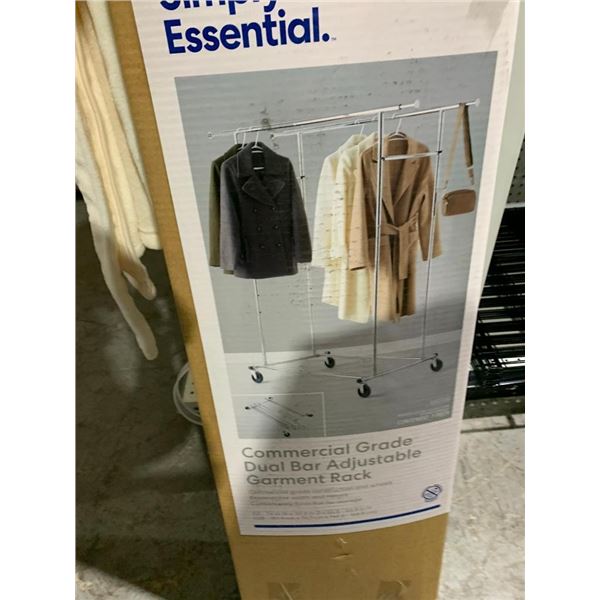 Simply Essential Commercial Grade Dual Bar Adjustable Garment Rack