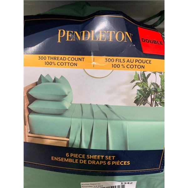 Pendleton 300 Thread Count 100% Cotton Bed Sheet Set - Double Size