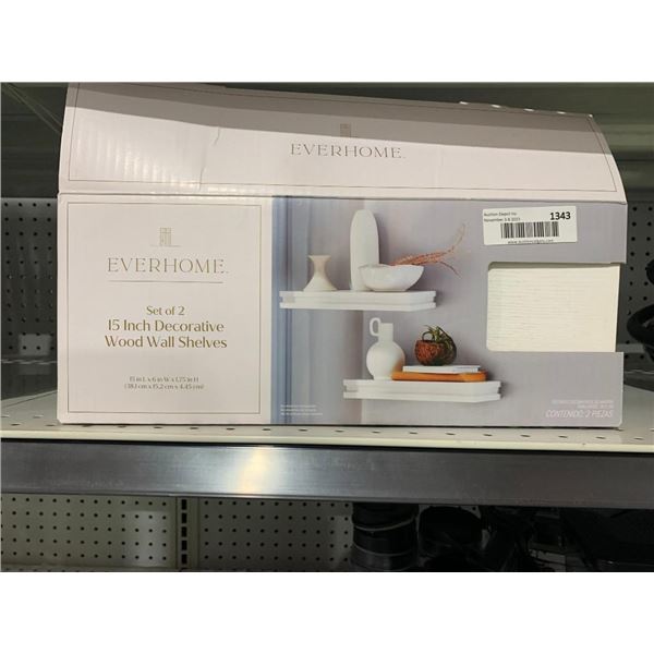 Everhome Set of 2 - 15 inch Decorative Wood Wall Shelves