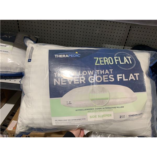 Therapedic Zero Flat Hypoallergenic Down Alternative Pillow Side Sleeper