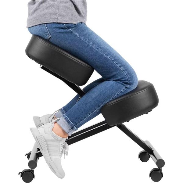 Dragonn Black Ergonomic Adjustable Kneeling Chair with Brake Castors