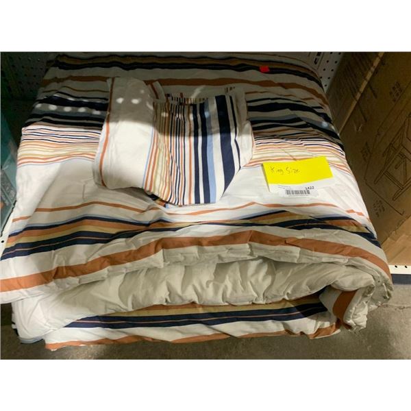 King Size Striped Comforter Bed Set