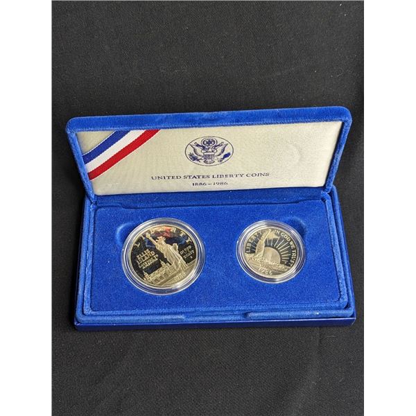 1986 S Proof Statue of Liberty Two coin Commemorative set