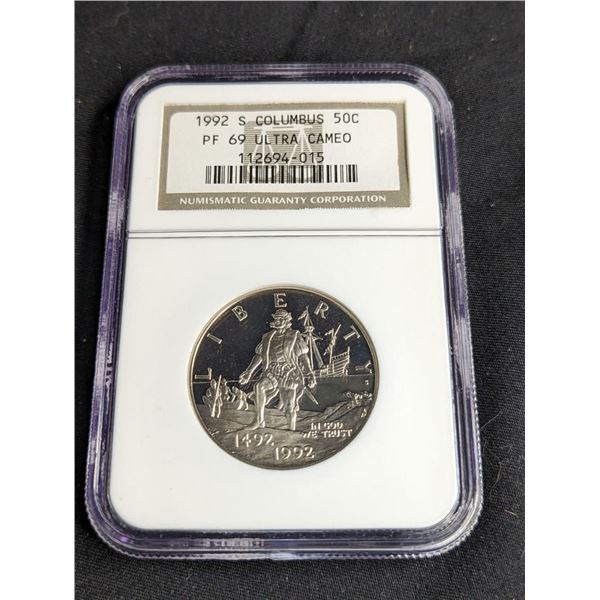 1992 S Columbus Proof 50c NGC Graded PF69 UCAM