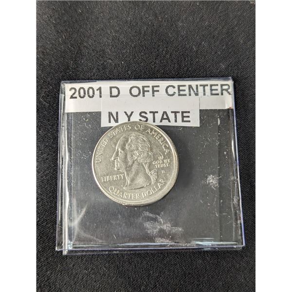 2001 D Statehood Quarter NY State Off Center Error