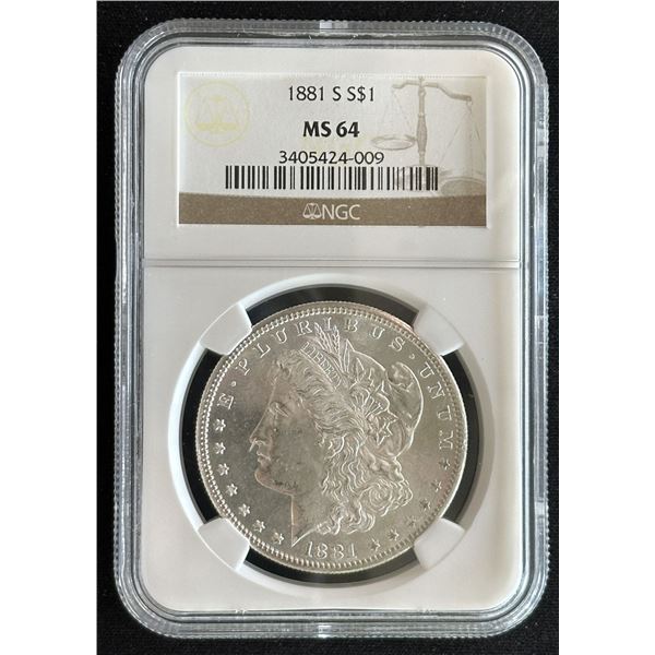 1881 S Morgan Silver Dollar NGC MS64