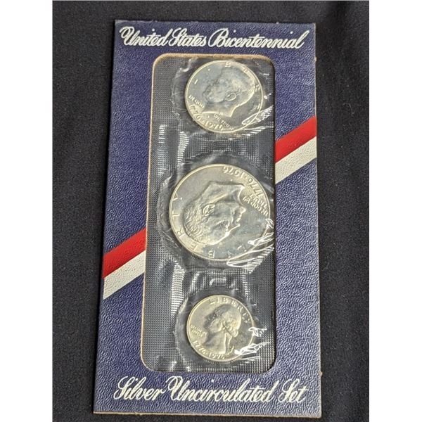 Three Piece San Francisco Mint Silver Bicentennial Silver Uncirculated and Proof Sets