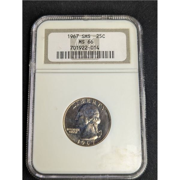 1967 Washington Quarter SMS NGC graded MS66