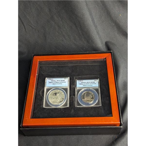 1986 Bicentennial Statue Of Liberty Commemorative Set Anacs Graded PR70