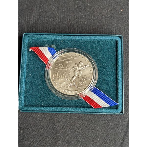 1991 P US Korean War Commemorative Silver Dollar Unc 38th Anniversary Issue