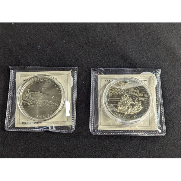 Lot of two Republic of Liberia $5 Commemorative Coins