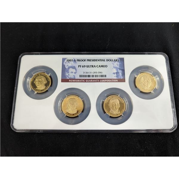 2007 S Graded NGC PF69 UCAM Presidential Dollars 4 Coin Set