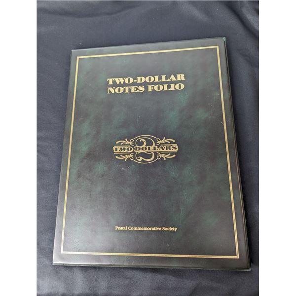 Two Dollar Notes Folio from PCS plus uncut sheet 7 Notes Total