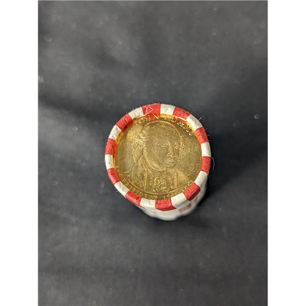 A Roll of 2007 D (25ct) John Adams Golden Dollars in US Mint Roll